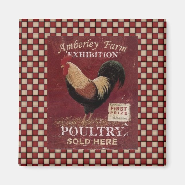 Country Rooster Sign Kühlschrankmagnet Magnet (Vorne)