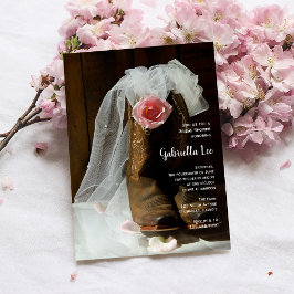 Country Rose Cowboy Boots Western Brautparty Einladung