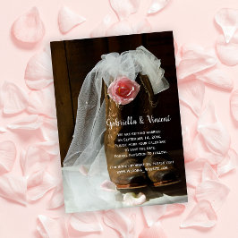 Country Rose Cowboy Boots Western Save the Date Einladung
