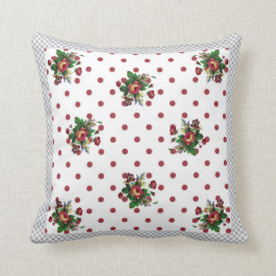 Country Rose Red Polka Dot und Rose Kissen