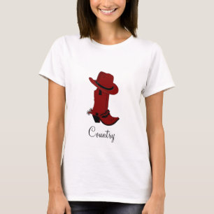 Country Roter Hut & Stiefel T-Shirt