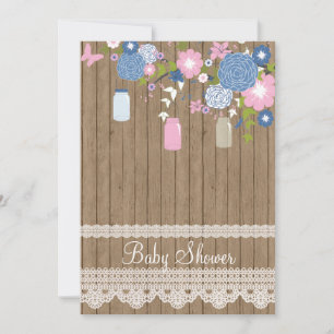 Country Rustic Baby Dusche Einladung