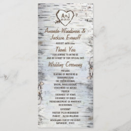 Country Rustic Birch Tree Barke Hochzeitsprogramme Programm