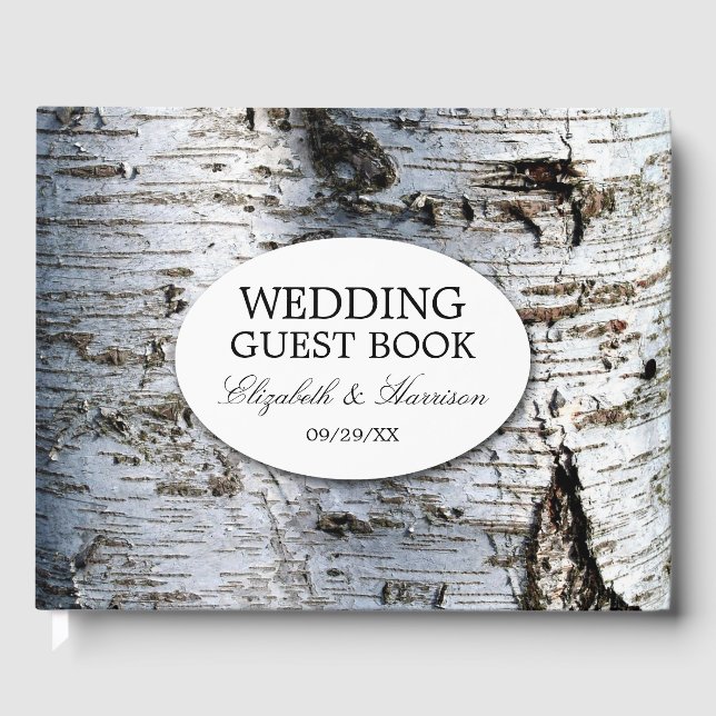 Country Rustic Birch Tree Hochzeit Gästebuch (Vorderseite)