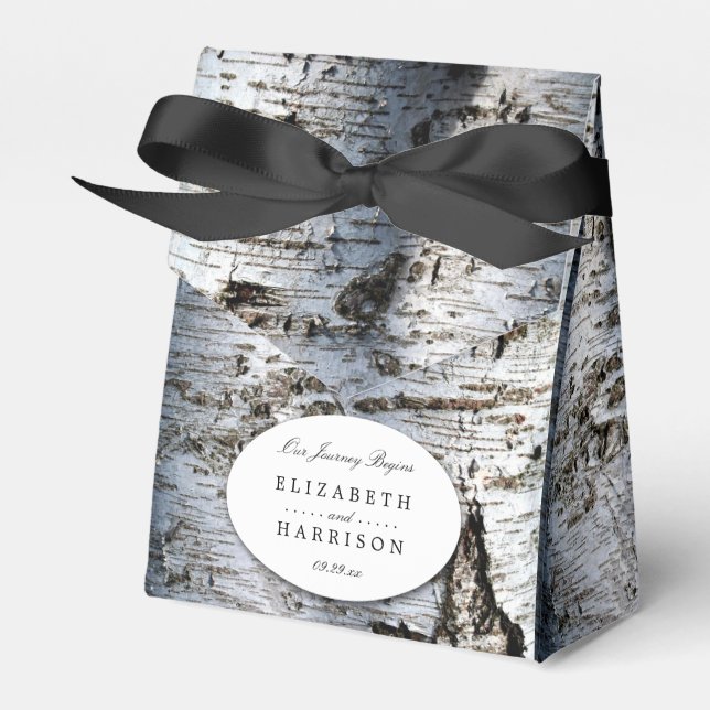 Country Rustic Birch Tree Hochzeit Geschenkschachtel (Vorderseite)
