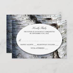Country Rustic Birch Tree Hochzeit RSVP Karte