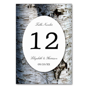 Country Rustic Birch Tree Hochzeit Tischnummer