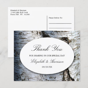 Country Rustic Birch Tree Hochzeit Vielen Dank Postkarte