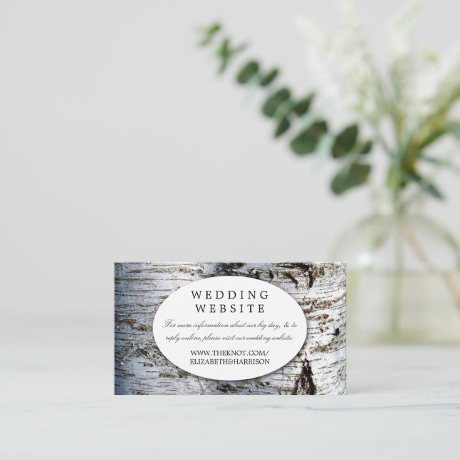 Country Rustic Birch Tree Hochzeitsseite einfügen Begleitkarte (Stehend Vorderseite)