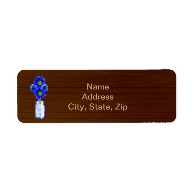 Country Rustic Blue Mason Jar Address Labels (Vorne)