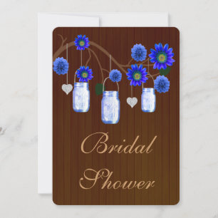 Country Rustic Blue Mason Jar Brautparty laden Einladung