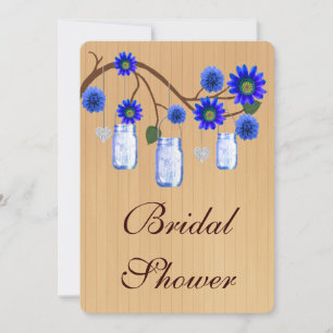 Country Rustic Blue Mason Jar Brautparty laden Einladung