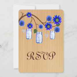 Country Rustic Blue Mason Jars Response Card Einladung