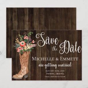 Country Rustic Boot Western Save the Date Card Einladung