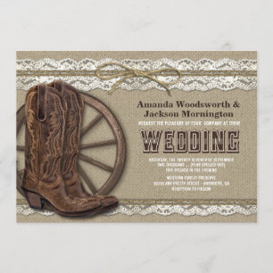 Country Rustic Burlap and Lace Wedding Einladungen
