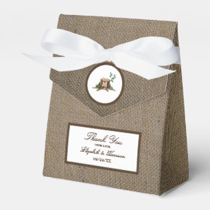 Country Rustic Burlap Monogram Tree Wedding Geschenkschachtel