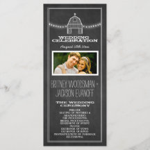 Country Rustic Chalkboard Barn Hochzeitsprogramme