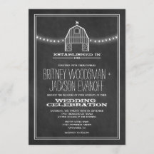 Country Rustic Chalkboard Barn Wedding Einladungen