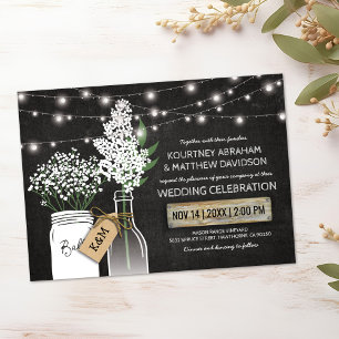 Country Rustic Chalkboard Wood Wedding Einladung