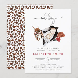 Country Rustic Cowboy Watercolor Boy Baby Dusche Einladung