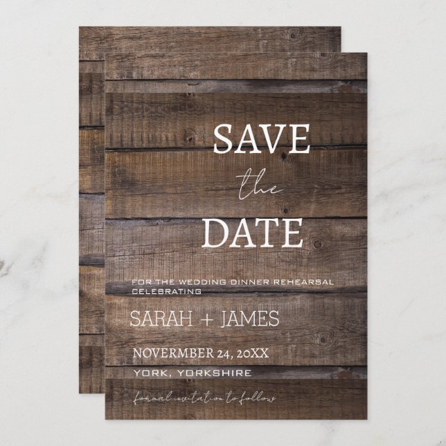 Country Rustic Dinner Probe Hochzeitsschrift Save The Date (Vorne/Hinten)