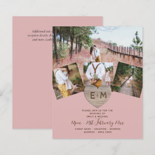 Country Rustic Foto Carved Heart Monogram Wedding