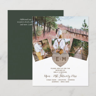 Country Rustic Foto Carved Heart Monogram Wedding