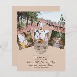 Country Rustic Foto Carved Heart Monogram Wedding