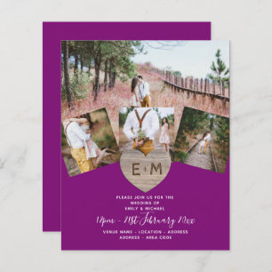 Country Rustic Foto Carved Heart Monogram Wedding