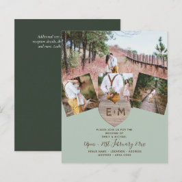 Country Rustic Foto Carved Heart Monogram Wedding