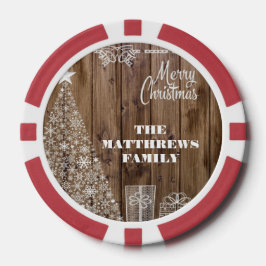 Country Rustic Frohe Weihnachten Snowflake Game Pokerchips