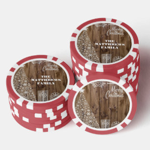Country Rustic Frohe Weihnachten Snowflake Game Pokerchips