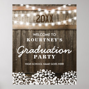 Country Rustic Graduation Party Willkommen Poster