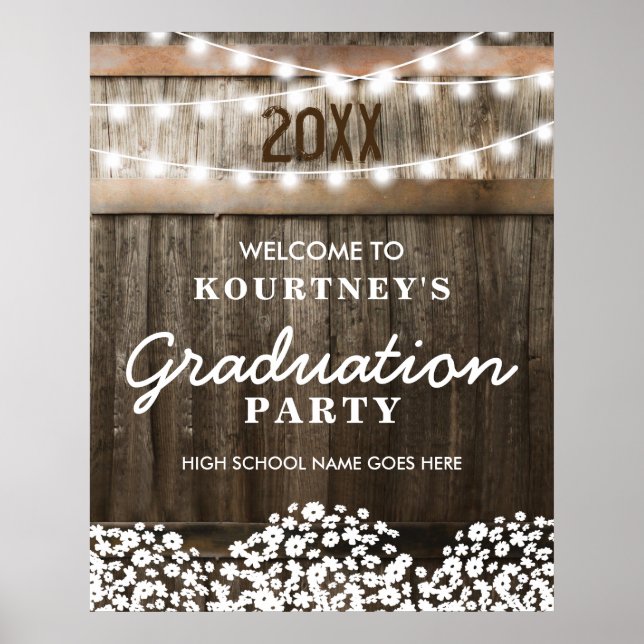 Country Rustic Graduation Party Willkommen Poster (Vorne)