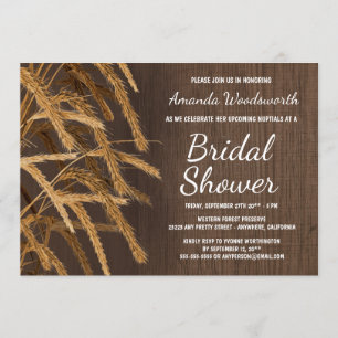 Country Rustic Hay Wheat Bridal Dusche Einladungen