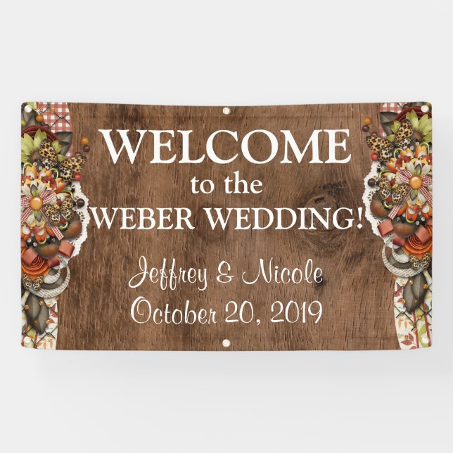 Country Rustic Herbst Custom Wedding Banner (Horizontal)