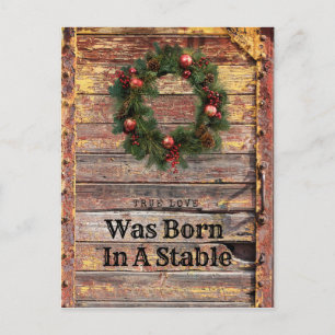 Country Rustic Holz Weihnachtskarte Christliches T Feiertagspostkarte