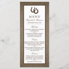 Country Rustic Horseshoe auf Burlap Wedding Menü Menükarte