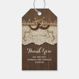 Country Rustic Horseshoes Lace Wood Wedding Geschenkanhänger