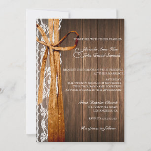 Country Rustic Lace Wood Wedding Einladung