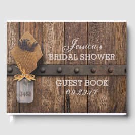 Country Rustic Lavender Mason Jar Brautparty Gästebuch
