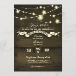 Country rustic Lichter Holz Hochzeit Einladung