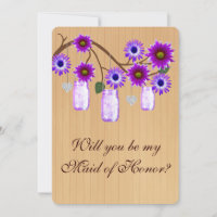 Country Rustic Lila Mason Jar Trauzeugin Card