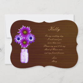 Country Rustic Lila Mason Jar Trauzeugin Card Einladung