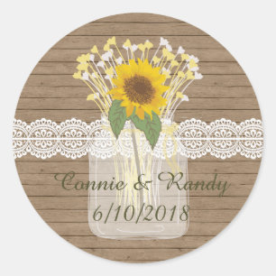 Country Rustic Mason Jar Sonnenblumen Sticker