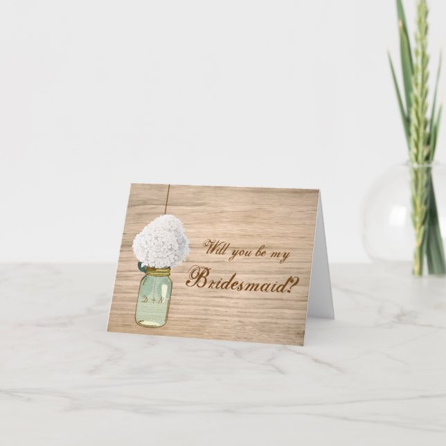 Country Rustic Mason Jar wird meine Bridesmaid Einladung (Vorderseite)