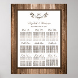Country Rustic Monogram Branch & Wood Wedding Poster