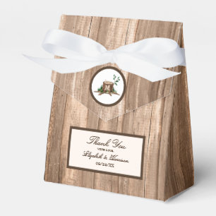 Country Rustic Monogram Tree & Wood Wedding Geschenkschachtel