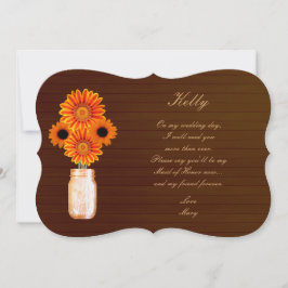 Country Rustic Orange Mason Jar Trauzeugin Card Einladung
