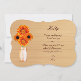 Country Rustic Orange Mason Jar Trauzeugin Card Einladung
